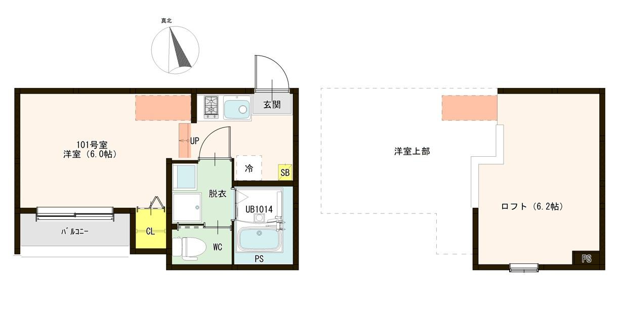 京都市伏見区深草南蓮池町のアパートの間取り