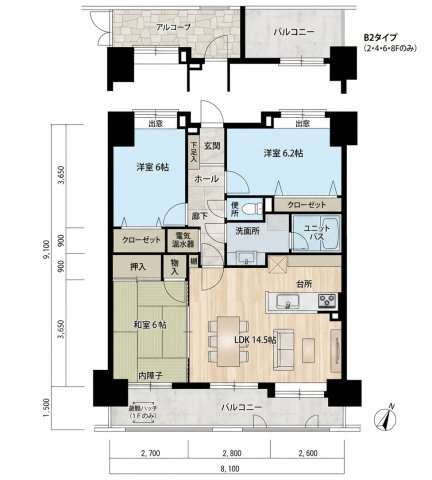 【間取り】 | ジョイナス博多南 | この間取図の反転です。
