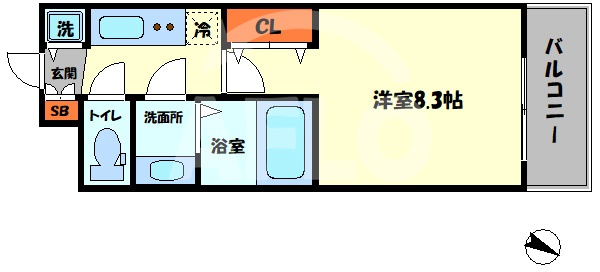 セオリー大阪リバークロスの間取り|セオリー大阪リバークロス　開放感のある間取り