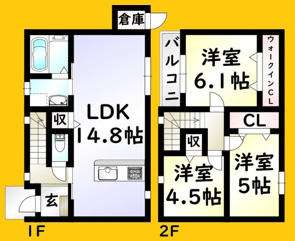 北九州市小倉北区霧ケ丘１丁目の一戸建ての間取り