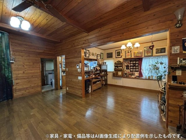 那須町大字高久乙　管理別荘地　薪ストーブ付き中古戸建の居間・リビング