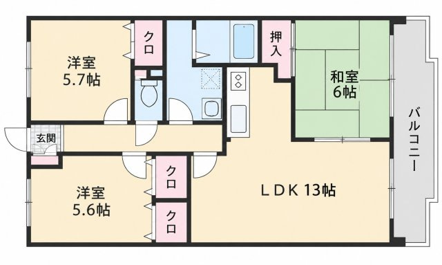 筑紫野市塔原東３丁目の賃貸マンションの間取り