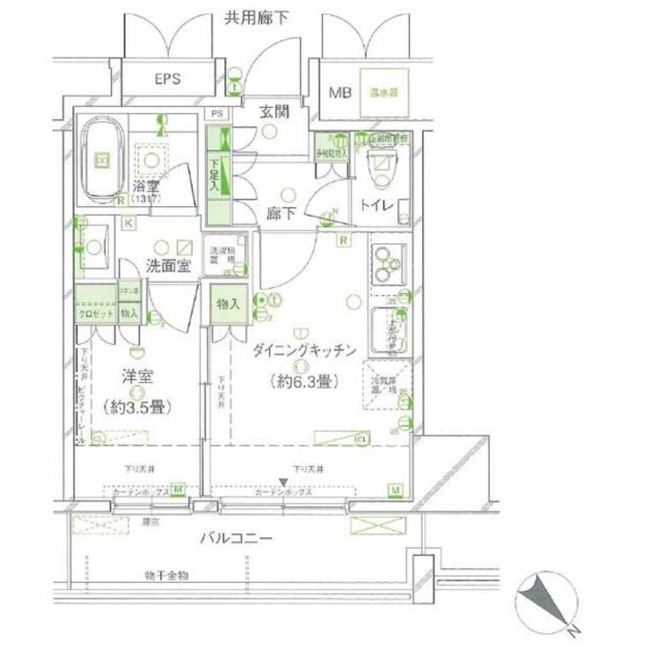 レフィール築地レジデンスの間取り