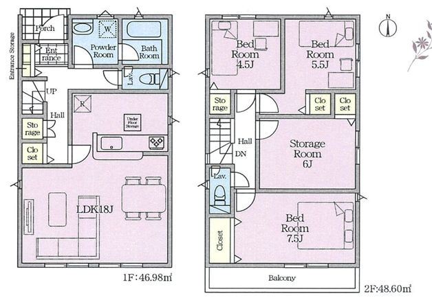 南区磯部新築戸建て　第58-2号棟の間取り|間取図「南区磯部新築戸建て　2号棟」