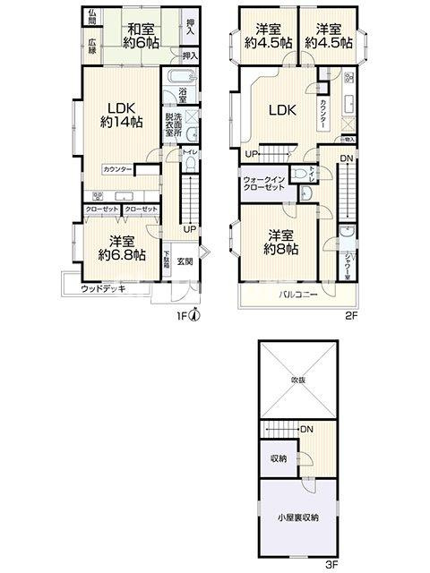 葛飾区西水元3丁目中古住宅の間取り|5LDK＋LDK＋ウォークインクローゼット＋カースペース2台。新規リフォーム。安心のアフターサービス保証付きですのでご購入後も安心して暮らせます。