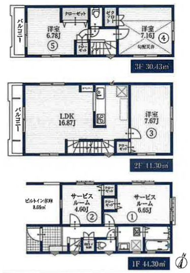 江戸川区南小岩4丁目新築分譲住宅の間取り|5部屋＋カースペース