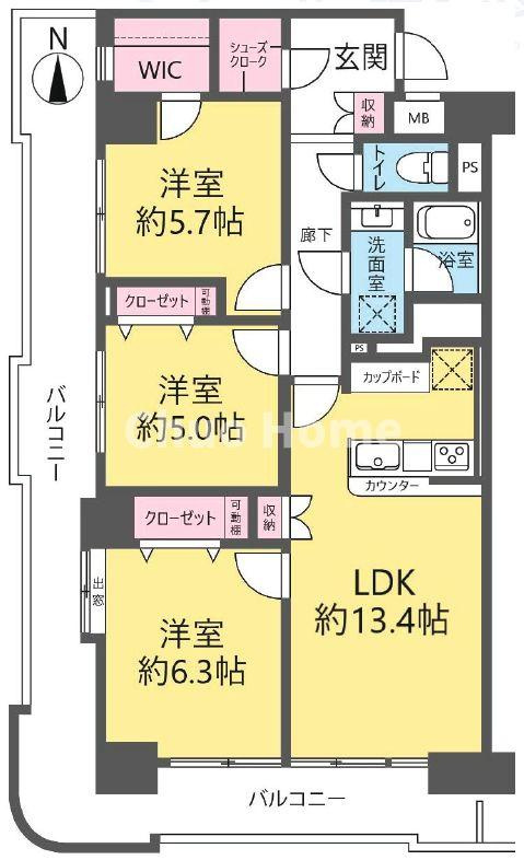 ライオンズプラザ北綾瀬の間取り|10階部分・南西角部屋住戸につきまして日当たり・通風・眺望良好。新規リノベーション施工が完了いたしましたのでいつでも内覧が可能です。