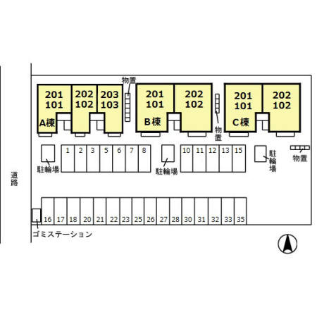 CASA杜 A/B/Cの区画図