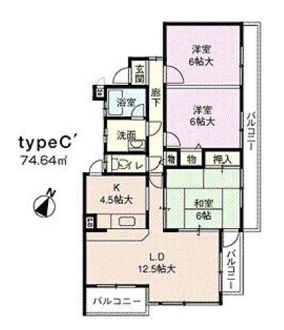 富雄サンパレスⅠ号館の間取り