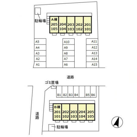 セジュール柏崎 Aの区画図