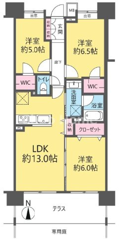 コスモ押上ガーデンシティの間取り|南向きにつきまして日当り・通風良好。新規リノベーション施工が完了いたしましたのでいつでも内覧が可能です。安心のアフターサービス保証付きですのでご購入後も安心して暮らせます。