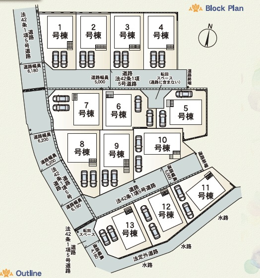 ♥♥沖縄市胡屋－9号棟（全13棟）の区画図|区画図