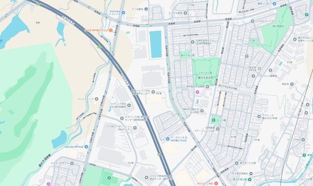 神戸市北区鹿の子台北町　新築一戸建ての地図