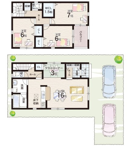 神戸市北区鈴蘭台東町　第3期　新築一戸建ての間取り|３号地