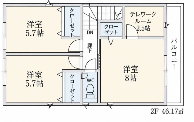 鶴ヶ島市中新田　第6の間取り|2F
