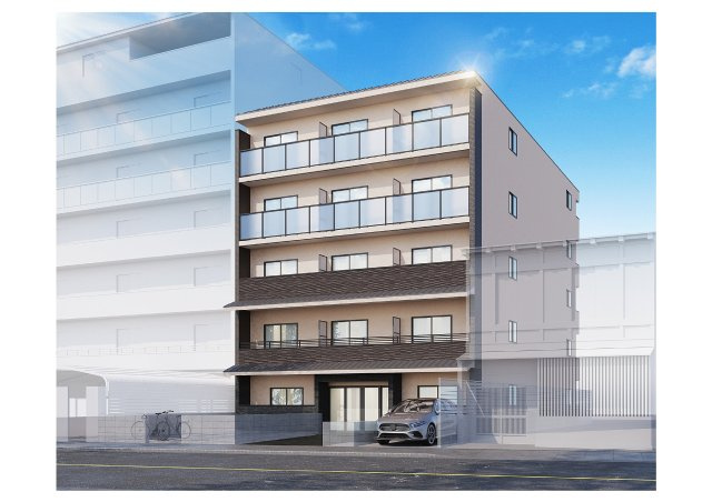 京都市伏見区京橋町の賃貸マンションの外観パース