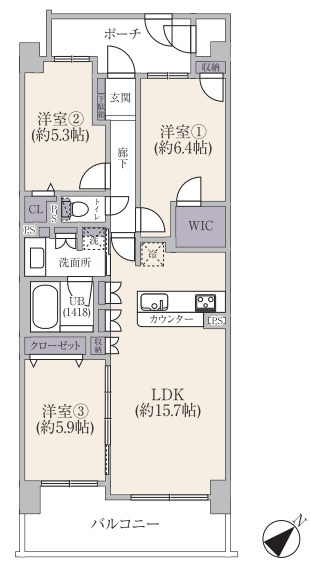 オーベルグランディオベイ・フロントの間取り