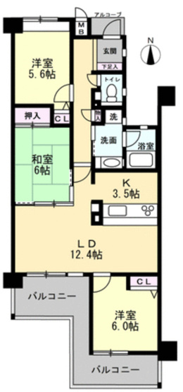【間取り】 | ファミールハイツ泉大津セントハーバーシティ2番館