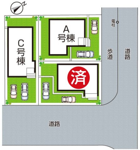 神戸市北区南五葉　新築一戸建ての区画図|全3区画