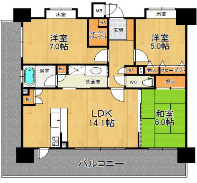 エイルマンション諏訪野町【キャッシュバック対象物件】の間取り