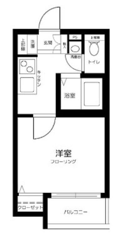 メゾン・ド・ソレイユ蒲田の間取り|間取り　1Kバストイレ別独立洗面台！