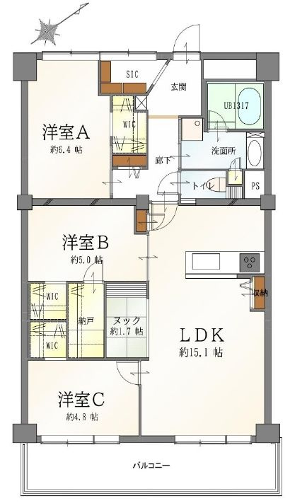 なぎさニュータウン4号棟の間取り|7階部分・南東向きにつきまして日当たり・通風・眺望良好。新規リノベーション施工が完了いたしましたのでいつでも内覧が可能です。