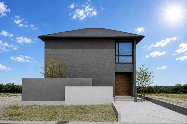大津市本堅田2丁目　天然木デザイン新築建売の外観パース|外観完成イメージです