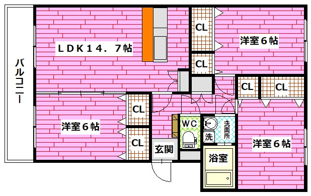 大和ガーデンコート2号棟の間取り