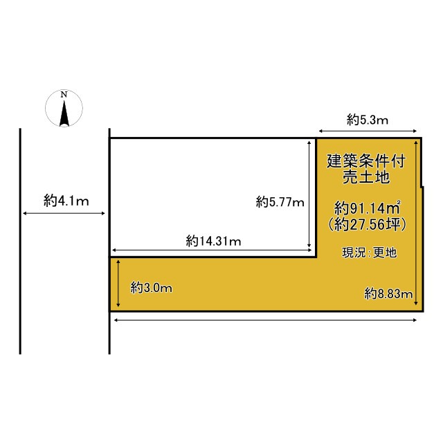京都市北区小山堀池町　建築条件付売土地の土地図