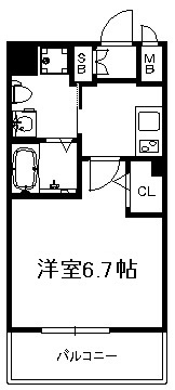 大阪市中央区十二軒町の賃貸マンションの間取り
