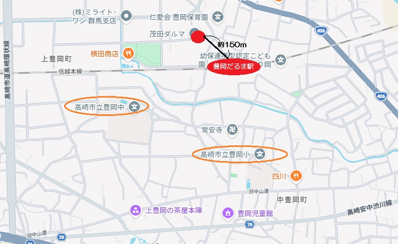 高崎市上豊岡町　中古戸建の地図|2027年開業予定　豊岡だるま駅まで約150ｍ！