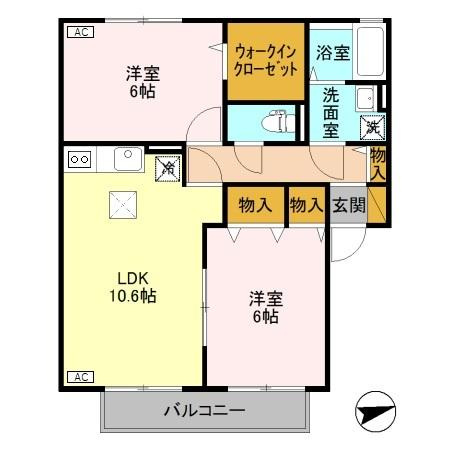 フィルコート新町 参番館の間取り|画像は同じ間取りの103号室を使用しています。現状を優先します。