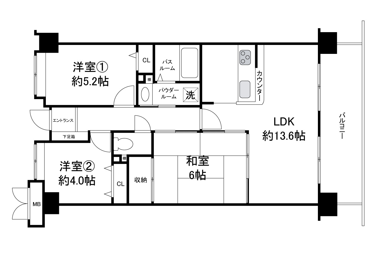 シャルマンフジ岸和田・中央公園2番館の間取り|リフォームプランの詳細はお問合せください。