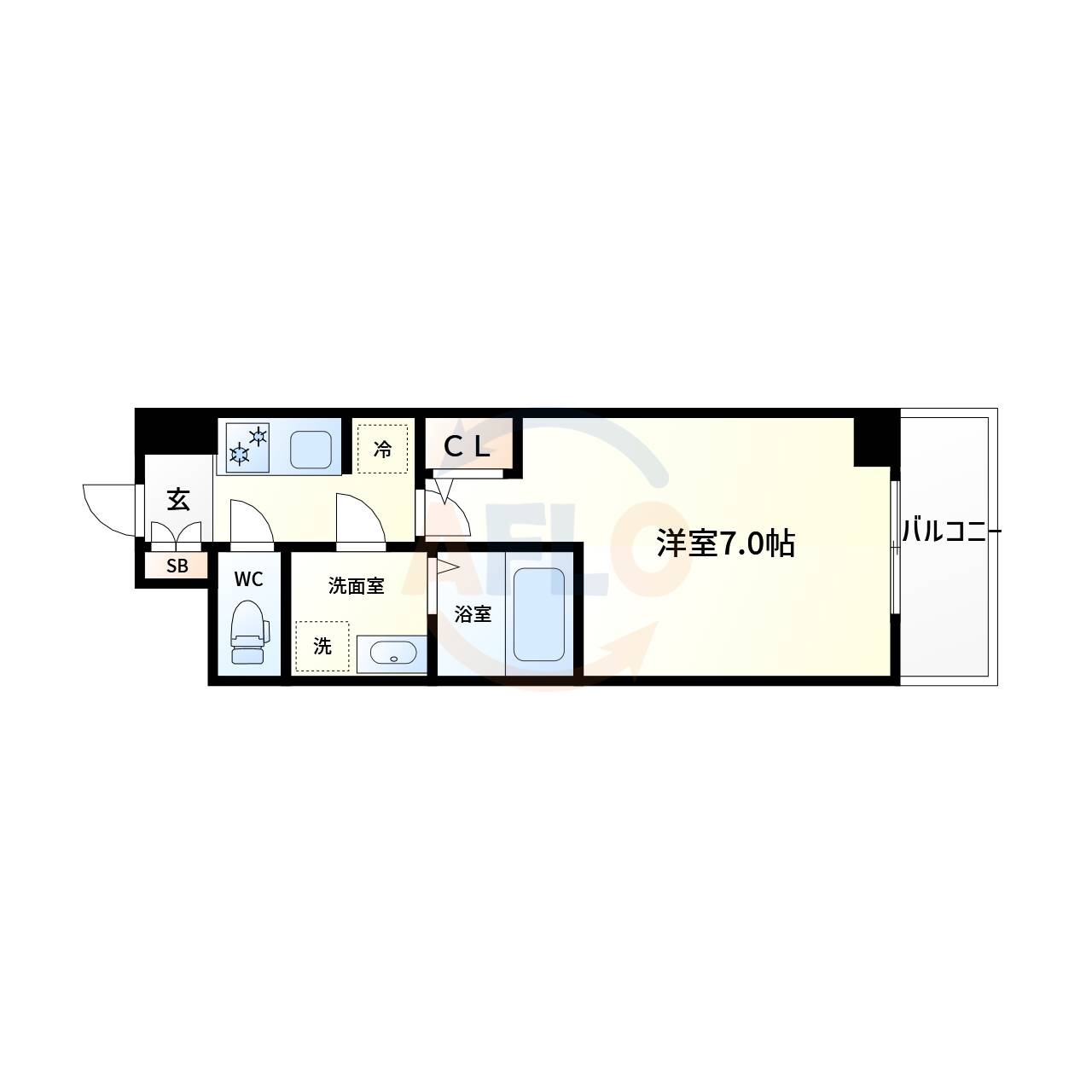 S-RESIDENCEドーム前千代崎の間取り|S-RESIDENCEドーム前千代崎　間取り