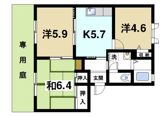 コスモス結崎　Ａの間取り|部屋数に余裕があるファミリータイプ