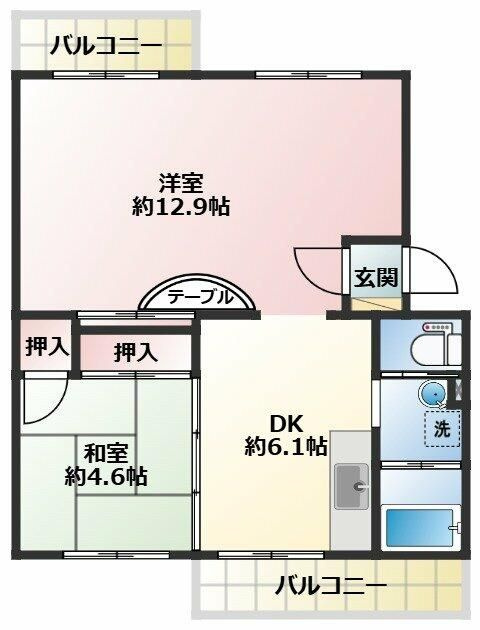 渋沢小田急ハイツ団地２号棟の間取り