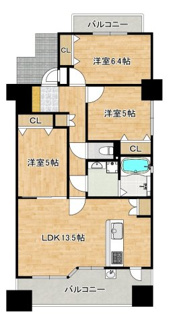 【間取り】 | プレサンス住吉リファイン | 【南東・北東角部屋】日当たり・通風良好です！たっぷりの陽光に包まれる明るい住まいに気持ちも明るくなりますよ♪