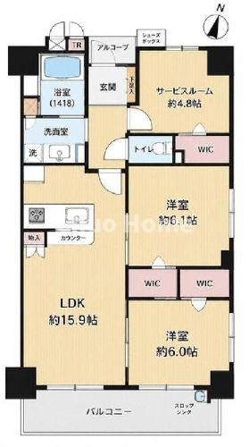 グリーンホームズステーシアの間取り|7階部分・南東角部屋住戸につきまして日当たり・通風・眺望良好。床暖房・食洗器・浴室乾燥機・ウォシュレットなどの便利な設備が標準完備されています。