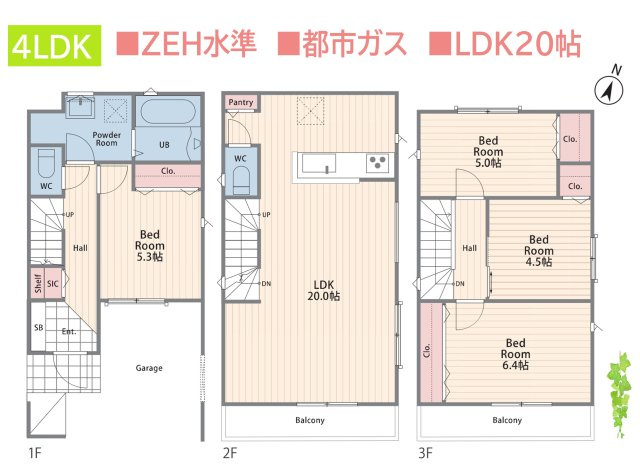 【間取り】 | 外からの目線を気にせずくつろげる広々20帖のリビング☆　　　
ミラブルzero＆ミラバス搭載でリラックスタイム充実◎