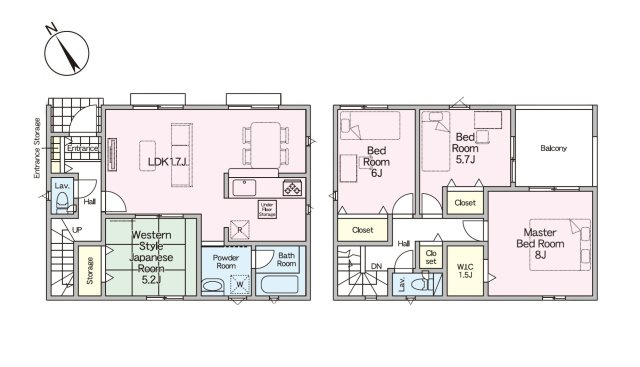 糟屋郡宇美町原田4丁目第2-3棟（1号棟）の間取り|全居室収納付きで便利です。