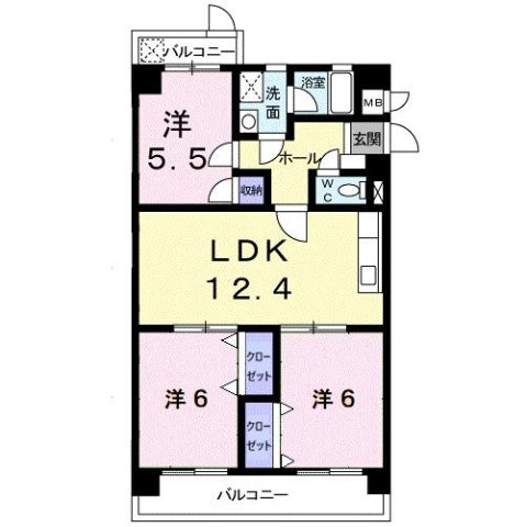 ヴィルヴェール筑紫の間取り