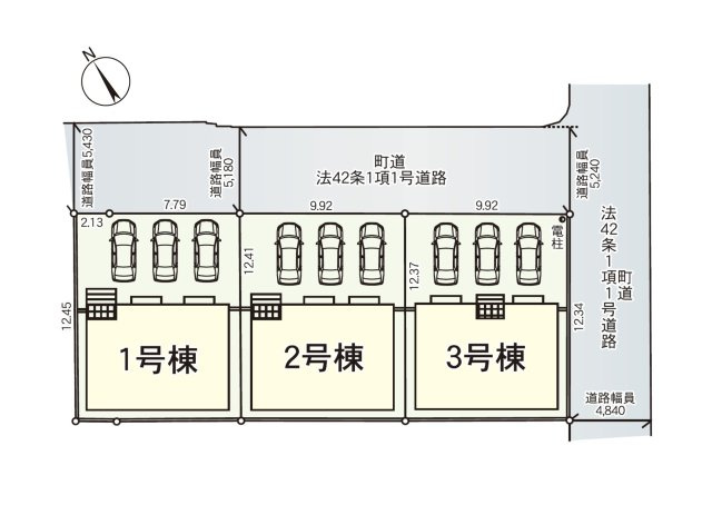 糟屋郡宇美町原田4丁目第2-3棟（3号棟）の区画図|配置図（3号棟）