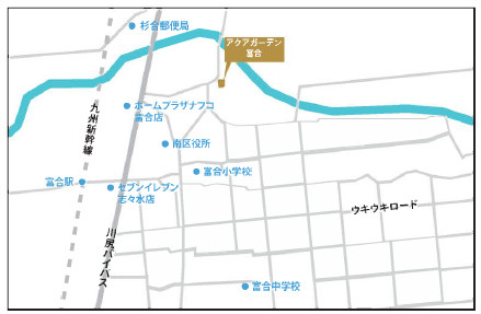 アクアガーデン富合1号棟の地図
