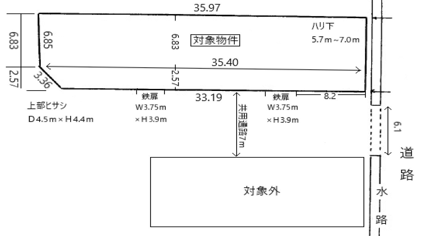 柏原市法善寺3丁目貸倉庫47.3万円の区画図