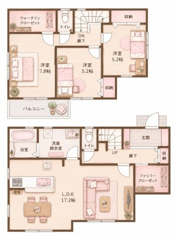 東香里元町　新築一戸建ての間取り|間取り図はいかがですか？ご希望を叶える間取りですか？リビングの広さは？水回りの位置は？カウンターキッチン？など色々な情報が集約されています。弊社では資金計画・住宅ローンなどのご相談も承っております。