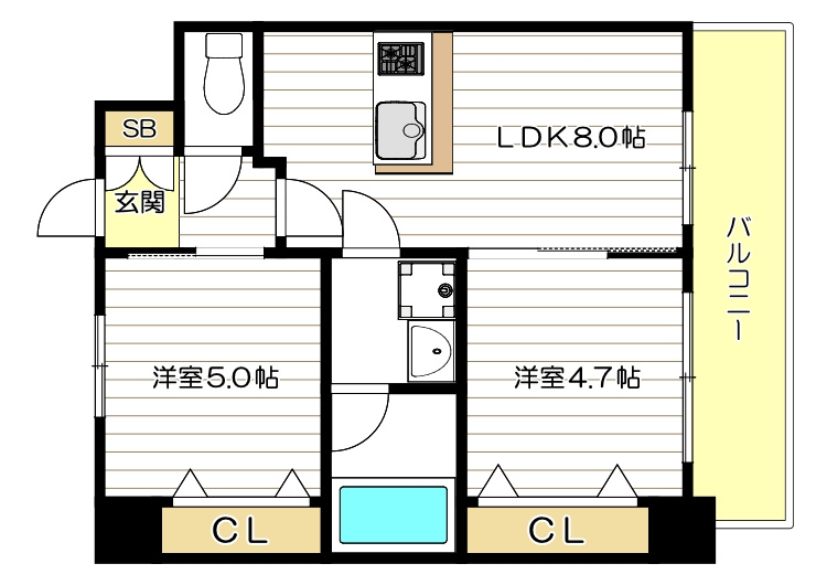 エステムプラザ難波WEST Ⅱプレディアの間取り
