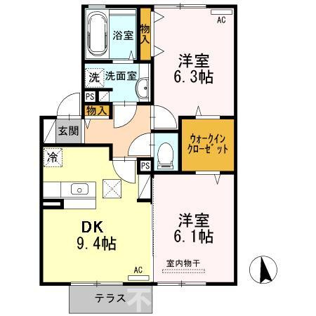 セジュール中無田　A棟の間取り
