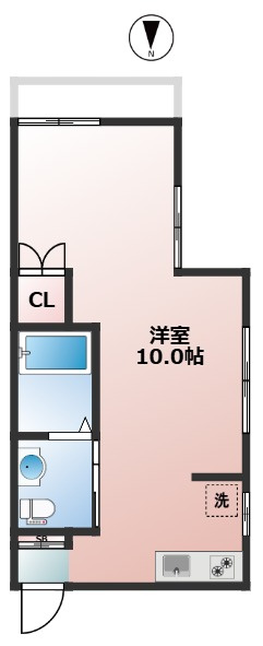 コーポオガワ　独立洗面台　角部屋　通風良好の間取り
