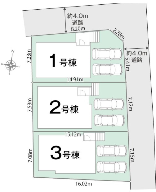 京都市山科区川田西浦町　第1期　新築一戸建ての区画図|全3区画