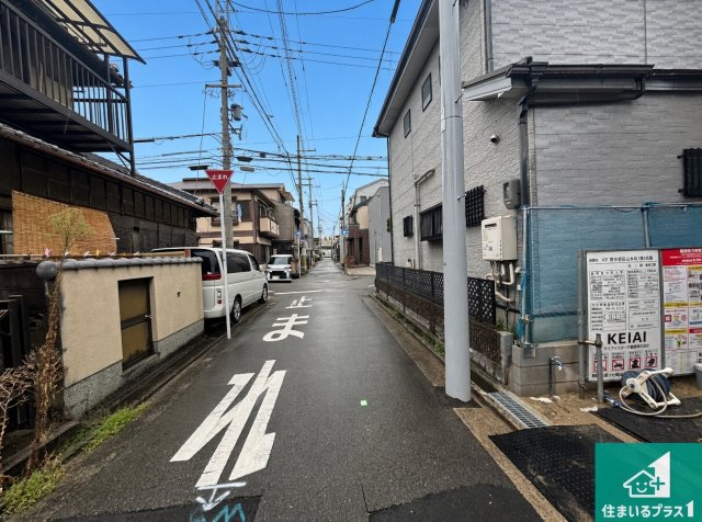堺市堺区山本町　第1期　新築一戸建ての前面道路含む現地写真|周辺は落ち着いた街並みの住宅地！子育てがしやすい住環境です！まだ未完成ですが、現地でしかわからない事もございます。是非一度ご覧ください。
